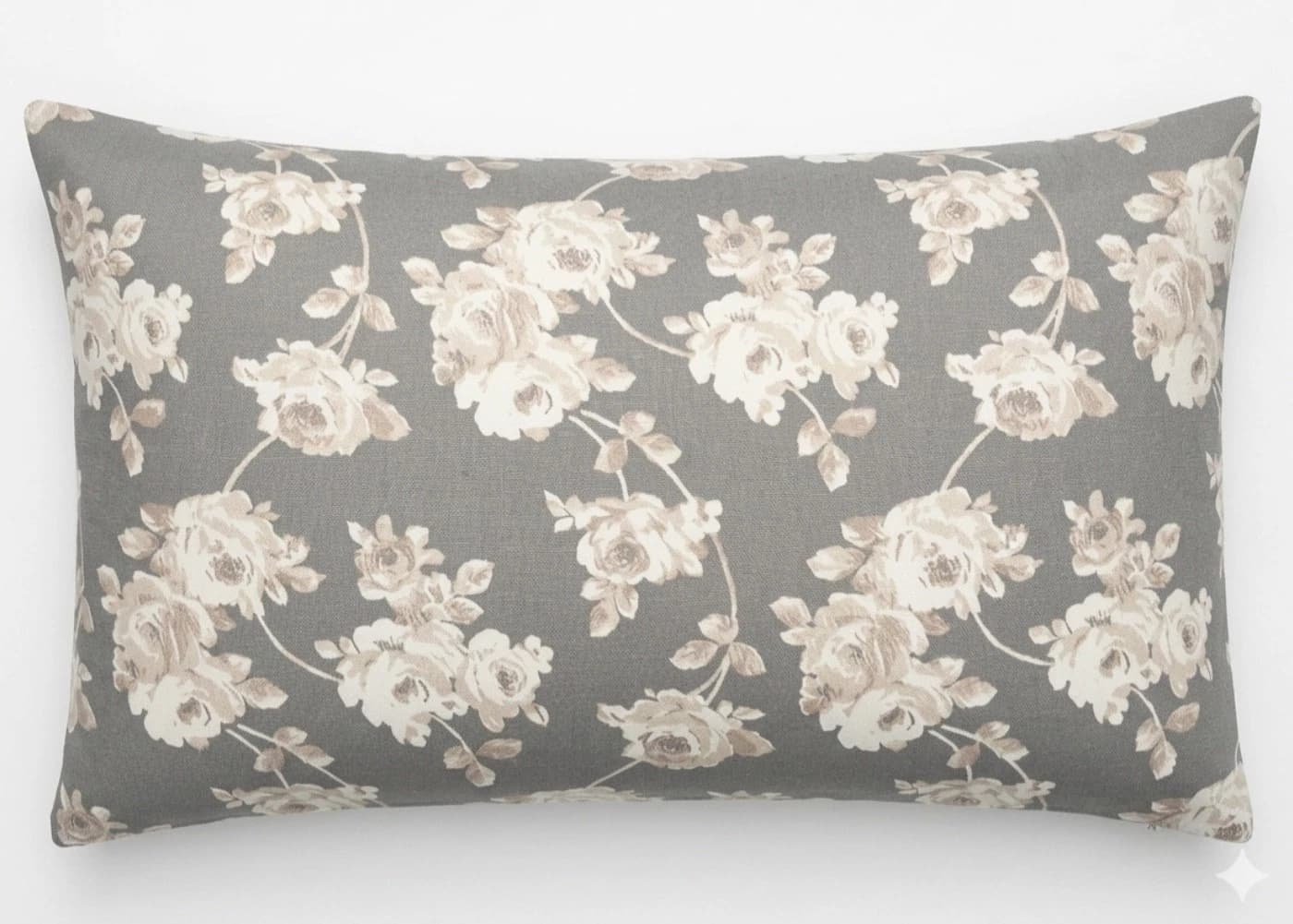 Gray floral Throw pillow case shabby chic Rose cushion Decorative Accent lumber. - Picture 1 of 6