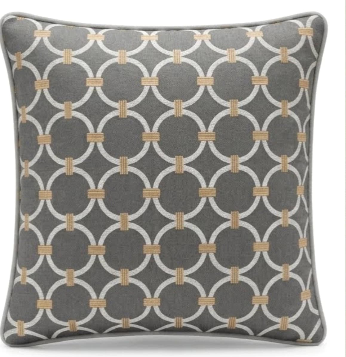 Elegant  Geometric decor throw pillow cover 18x18 inc grey and cream pattern - Picture 1 of 5