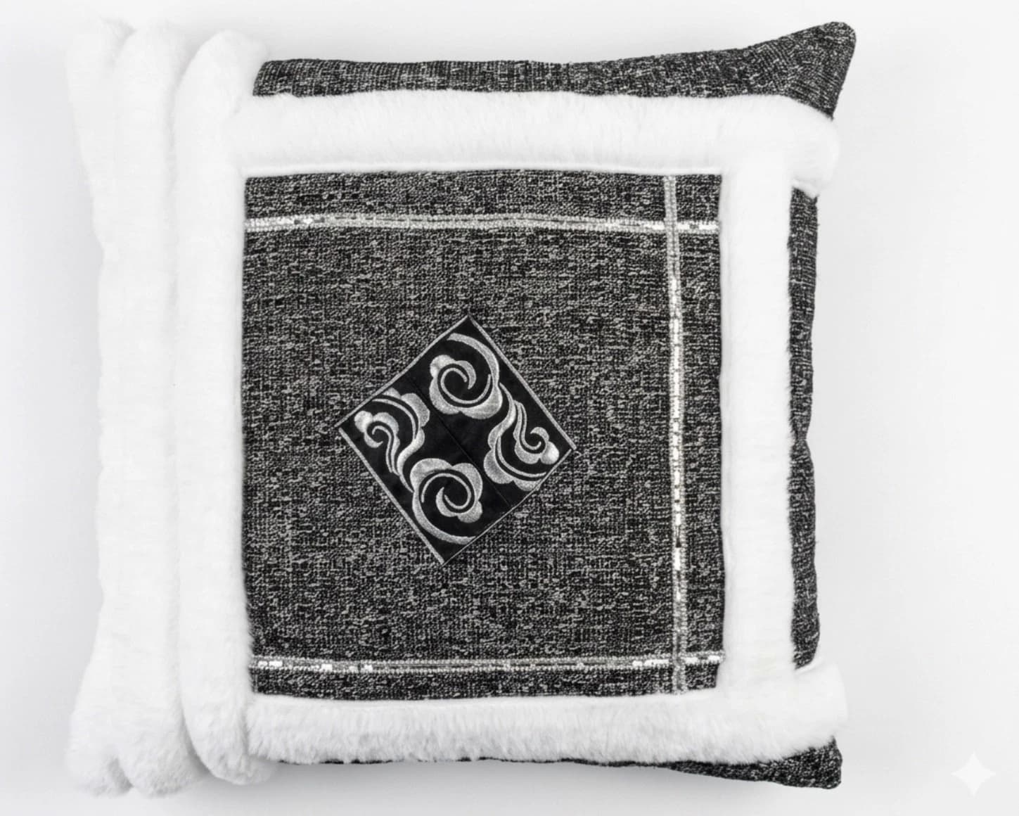 luxury Modern Throw pillow cover 20in Grey/Black Tweed white Faux Modern art - Picture 1 of 10